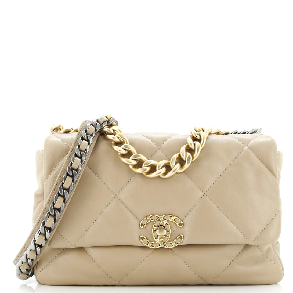 19 Flap Bag Quilted Leather Large