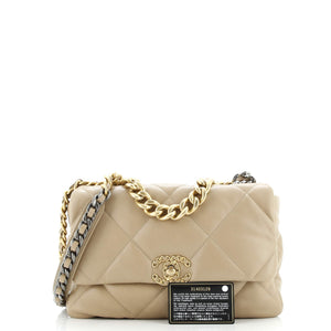 19 Flap Bag Quilted Leather Large