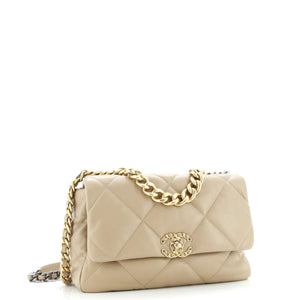 19 Flap Bag Quilted Leather Large