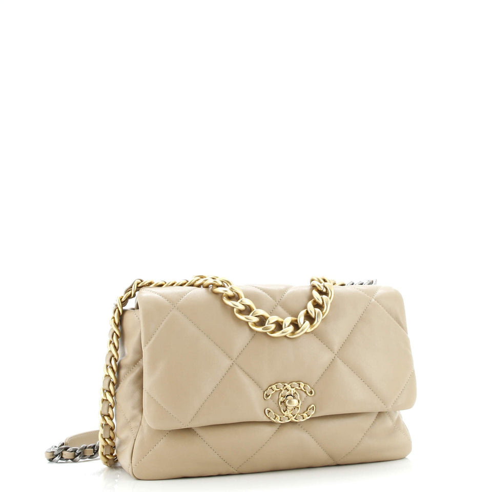 19 Flap Bag Quilted Leather Large