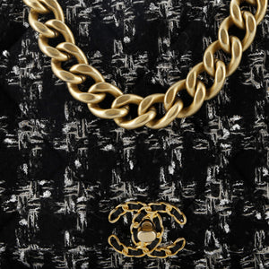 19 Flap Bag Quilted Tweed Maxi