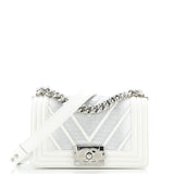 Boy Flap Bag Chevron Lizard with Leather Small