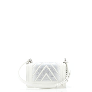Boy Flap Bag Chevron Lizard with Leather Small