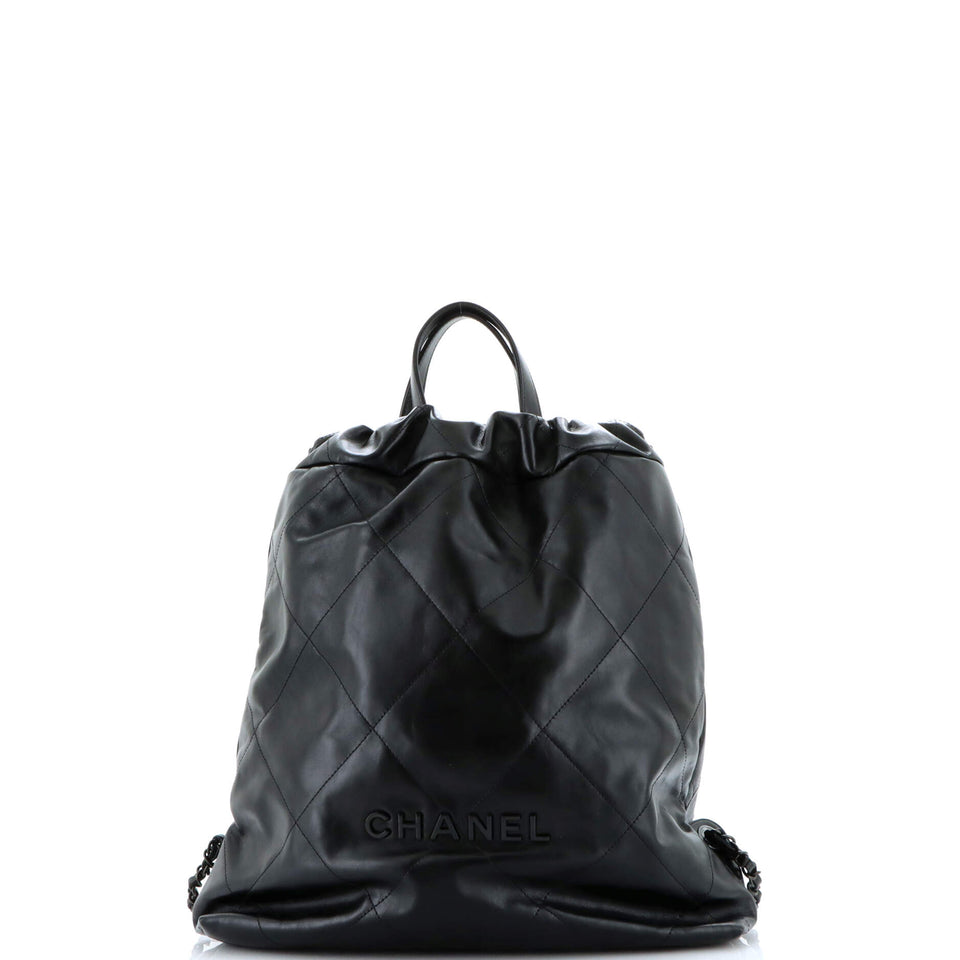 So Black 22 Chain Backpack Quilted Calfskin Large