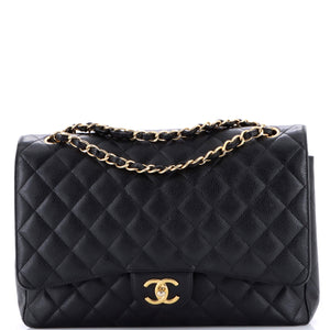 Classic Double Flap Bag Quilted Caviar Maxi