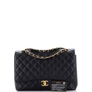 Classic Double Flap Bag Quilted Caviar Maxi