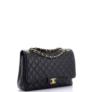 Classic Double Flap Bag Quilted Caviar Maxi