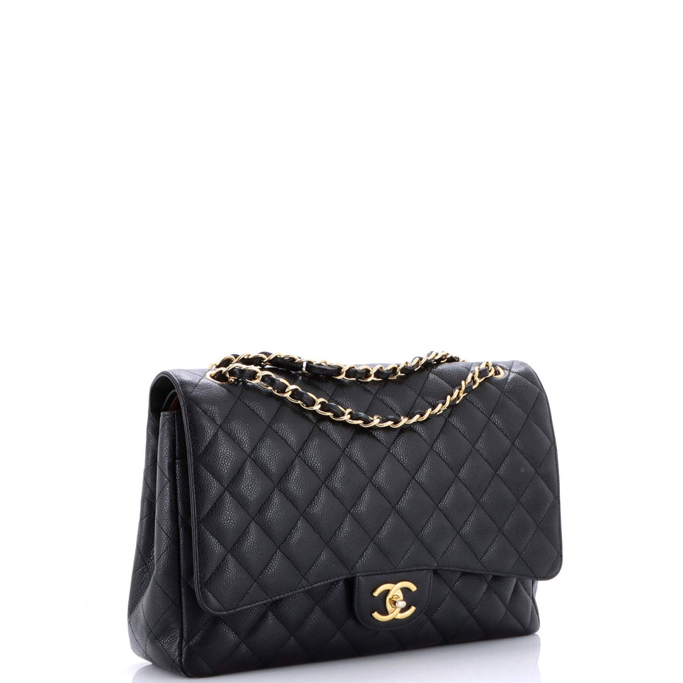 Classic Double Flap Bag Quilted Caviar Maxi