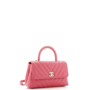 Coco Top Handle Bag Chevron Caviar with Lizard Embossed Handle Mini