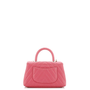 Coco Top Handle Bag Chevron Caviar with Lizard Embossed Handle Mini