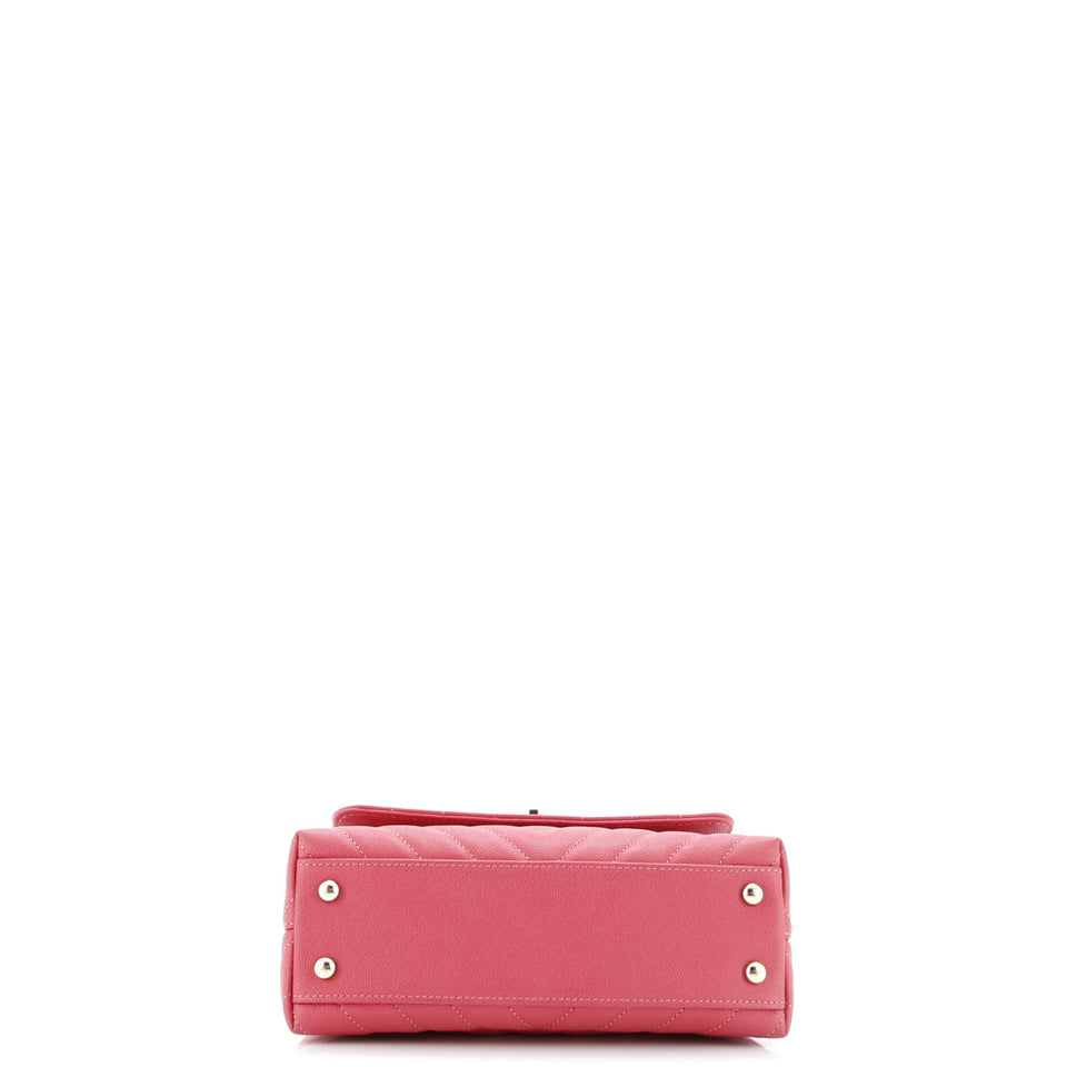 Coco Top Handle Bag Chevron Caviar with Lizard Embossed Handle Mini