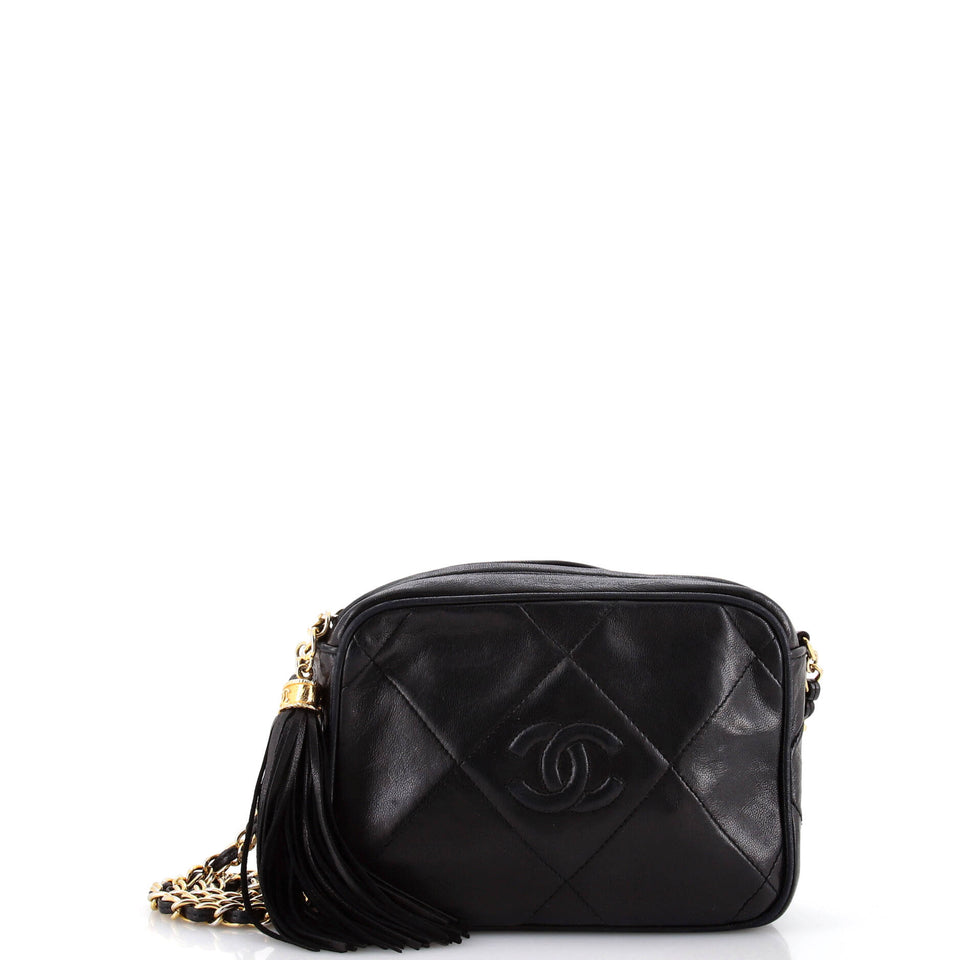 Vintage Diamond CC Camera Bag Quilted Leather Small