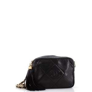 Vintage Diamond CC Camera Bag Quilted Leather Small