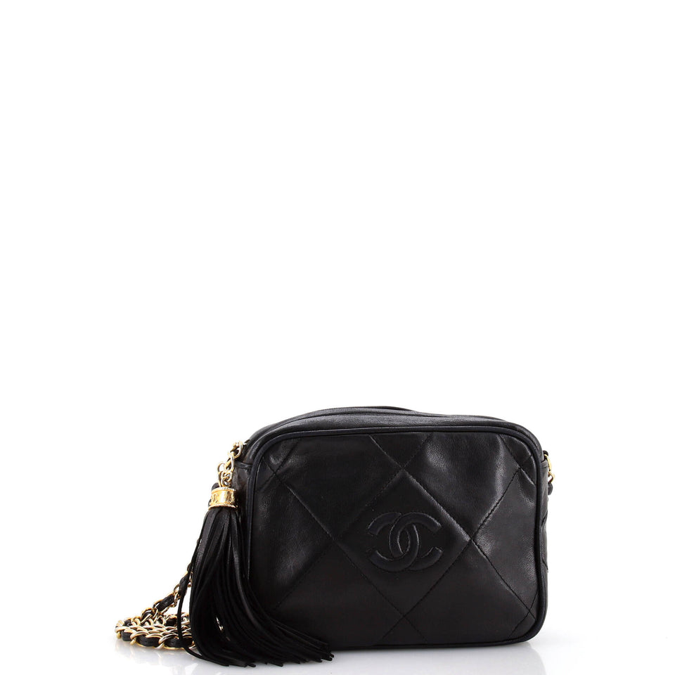 Vintage Diamond CC Camera Bag Quilted Leather Small