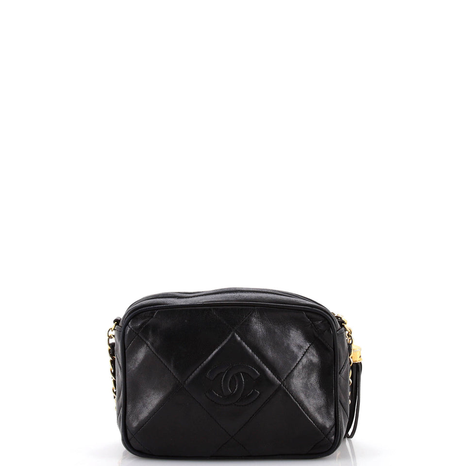 Vintage Diamond CC Camera Bag Quilted Leather Small