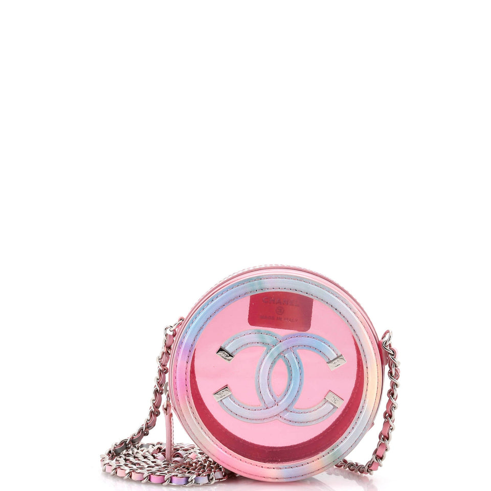 Filigree Round Clutch with Chain PVC with Lambskin Mini