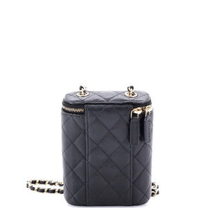 Vertical Classic Vanity Case with Chain Quilted Caviar Small
