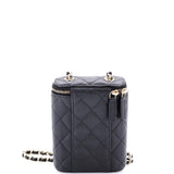 Vertical Classic Vanity Case with Chain Quilted Caviar Small