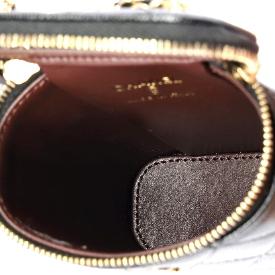 Vertical Classic Vanity Case with Chain Quilted Caviar Small