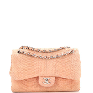 Classic Double Flap Bag Python Jumbo
