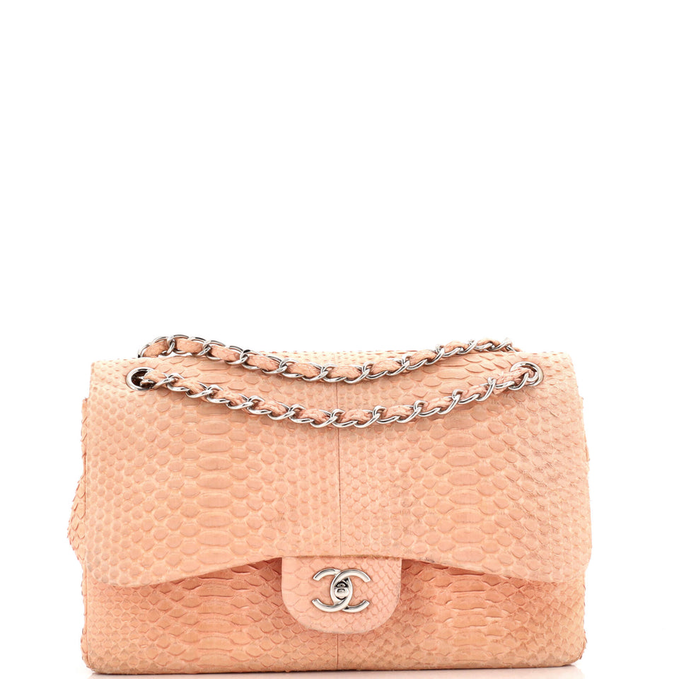 Classic Double Flap Bag Python Jumbo