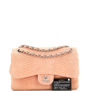 Classic Double Flap Bag Python Jumbo