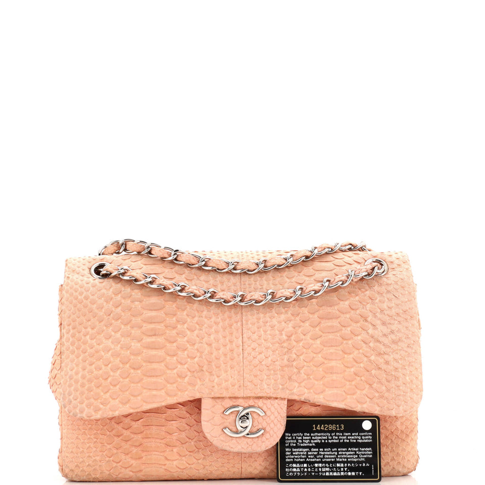 Classic Double Flap Bag Python Jumbo