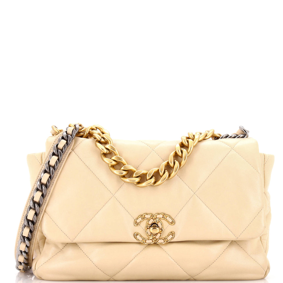 19 Flap Bag Quilted Leather Large