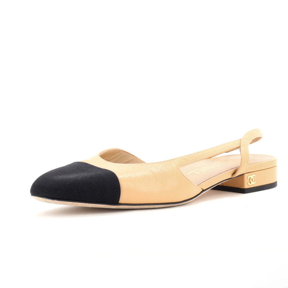 Women's Cap Toe CC Slingback Flats Leather