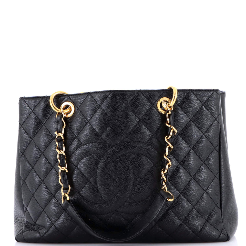 Grand Shopping Tote Quilted Caviar