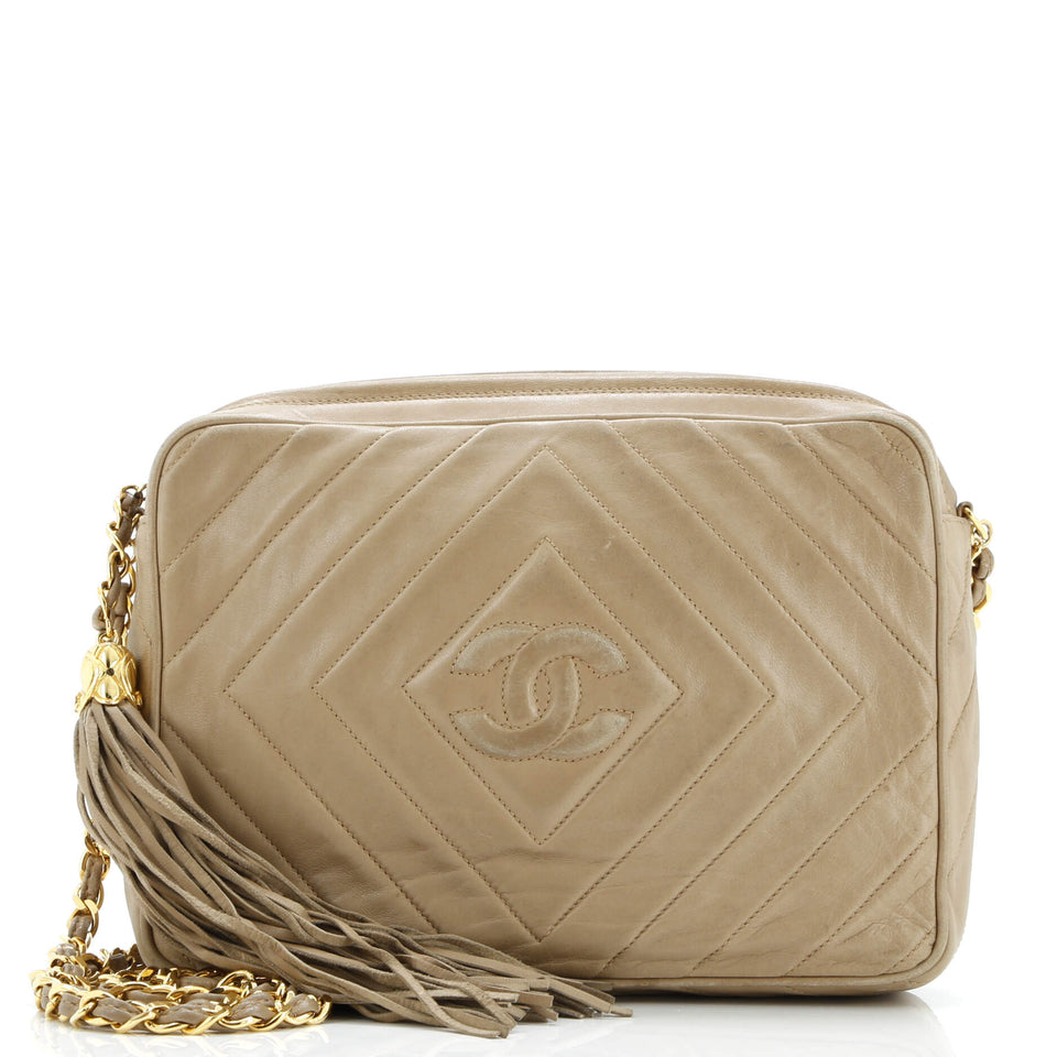 Vintage Diamond CC Camera Bag Chevron Lambskin Medium