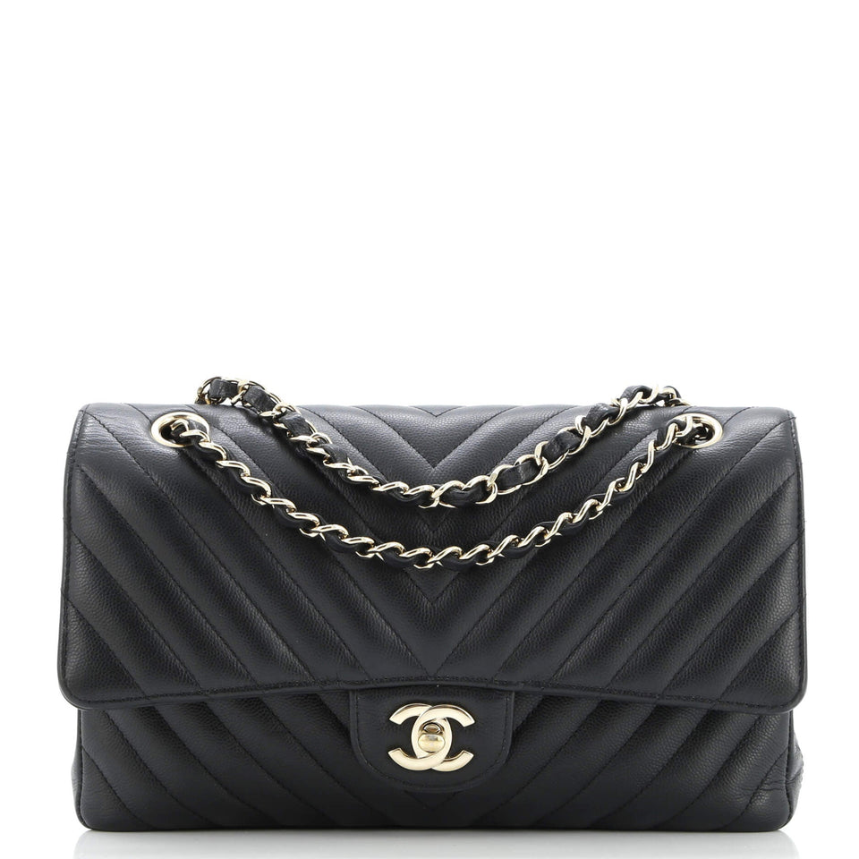 Classic Double Flap Bag Chevron Caviar Medium