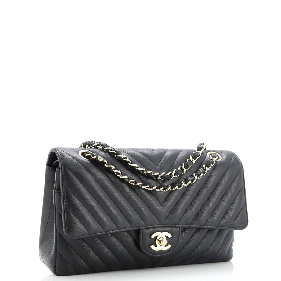 Classic Double Flap Bag Chevron Caviar Medium