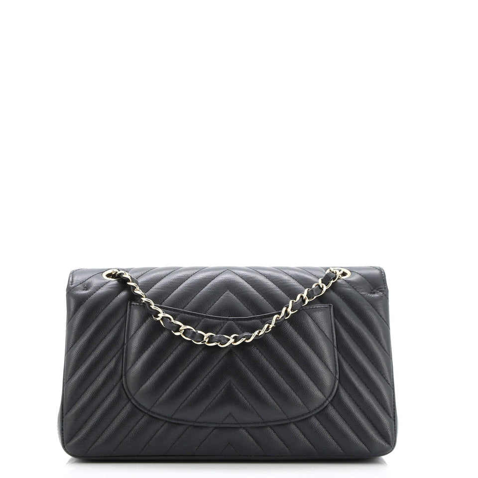 Classic Double Flap Bag Chevron Caviar Medium