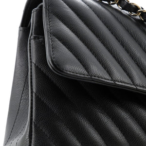 Classic Double Flap Bag Chevron Caviar Medium