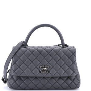 Coco Top Handle Bag Quilted Caviar Small