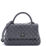 Coco Top Handle Bag Quilted Caviar Small