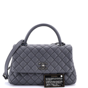 Coco Top Handle Bag Quilted Caviar Small