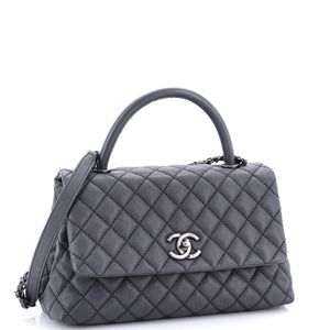 Coco Top Handle Bag Quilted Caviar Small