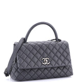 Coco Top Handle Bag Quilted Caviar Small