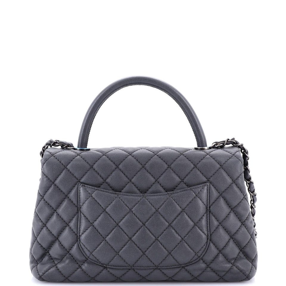 Coco Top Handle Bag Quilted Caviar Small