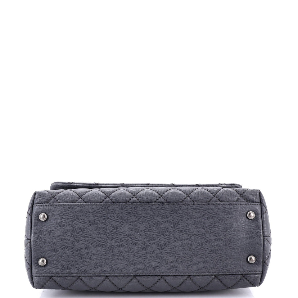 Coco Top Handle Bag Quilted Caviar Small