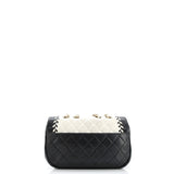 Bicolor Braided Saddle Flap Bag Quilted Lambskin Small