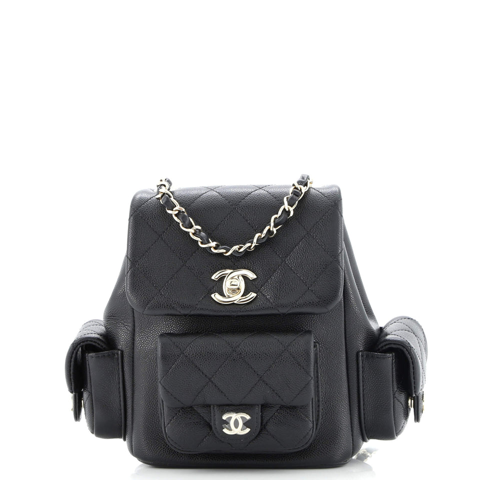 Duma Multipocket Drawstring Backpack Quilted Caviar Mini