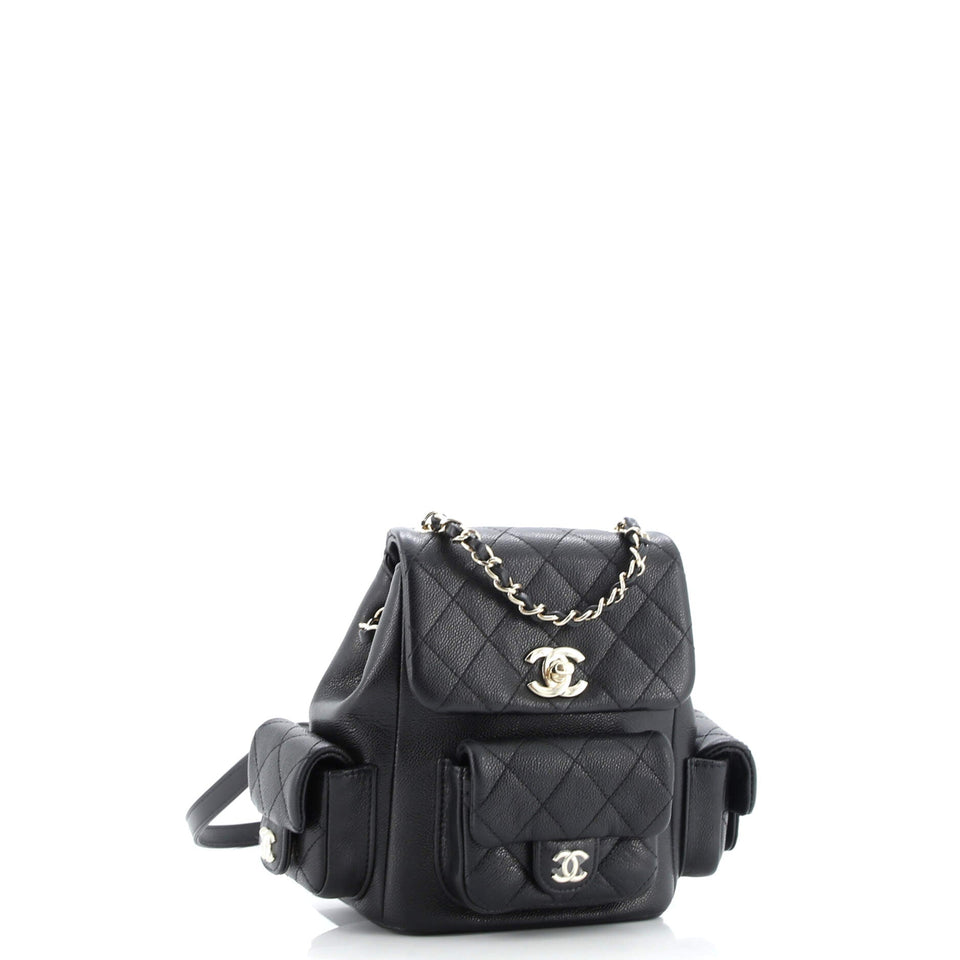 Duma Multipocket Drawstring Backpack Quilted Caviar Mini