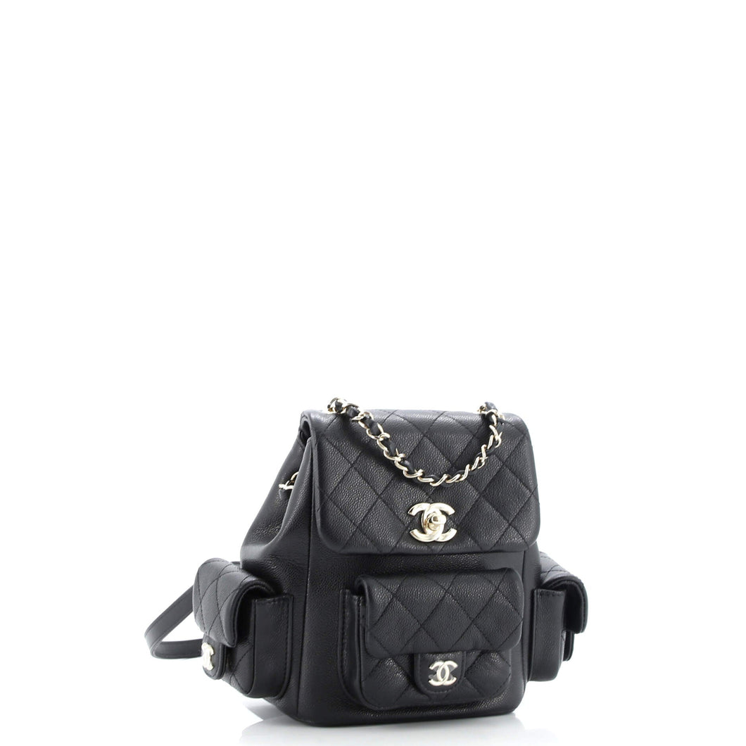 Duma Multipocket Drawstring Backpack Quilted Caviar Mini