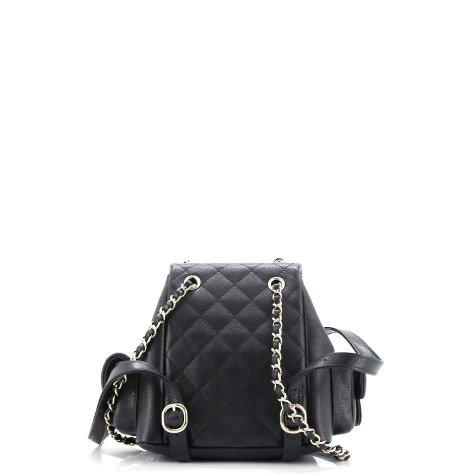Duma Multipocket Drawstring Backpack Quilted Caviar Mini