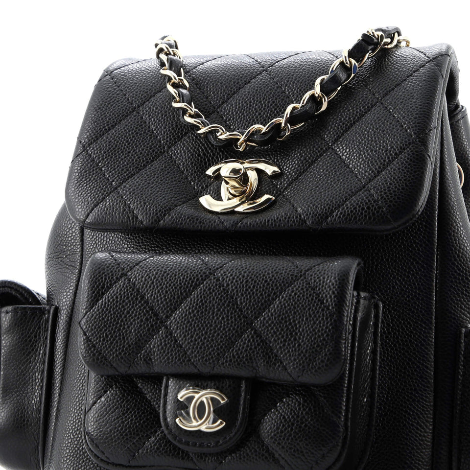 Duma Multipocket Drawstring Backpack Quilted Caviar Mini