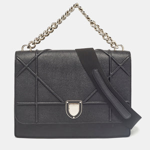Dior Black Leather Diorama Chain Link Top Handle Bag..