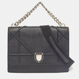 Dior Black Leather Diorama Chain Link Top Handle Bag..